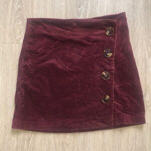 Altar’d State Corduroy Skirt Size Medium Burgundy